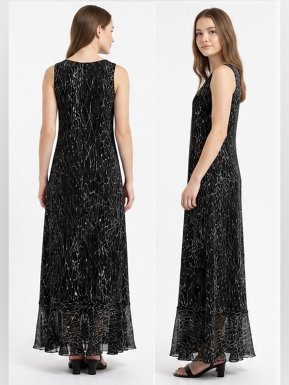 Dana Buchman 100% Silk
Elegant Black Sleeveless Maxi Dress Size-6 - Picture 6 of 6